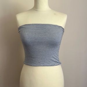 OS Barely Worn Blue and White Striped Brandy Melville Tube Top